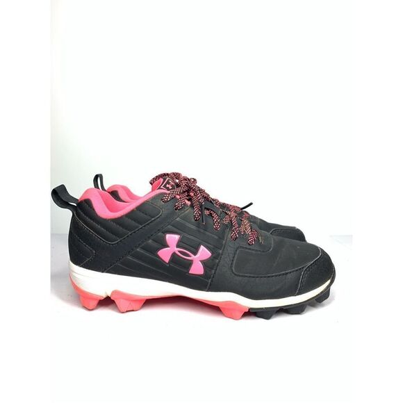 Under Armour Leadoff Low RM Baseball Cleats Black Hot Pink Girls Youth Kids 4.5 - Picture 4 of 8